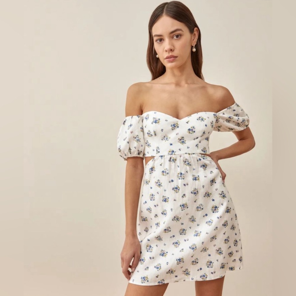 Reformation Emilia Linen Mini Dress